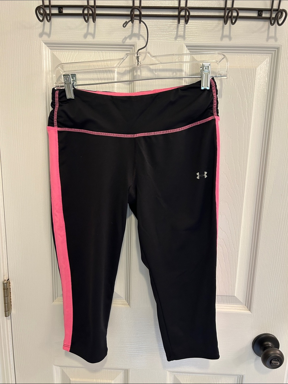Under Armour Black Capri Leggings with Pink Side Panels